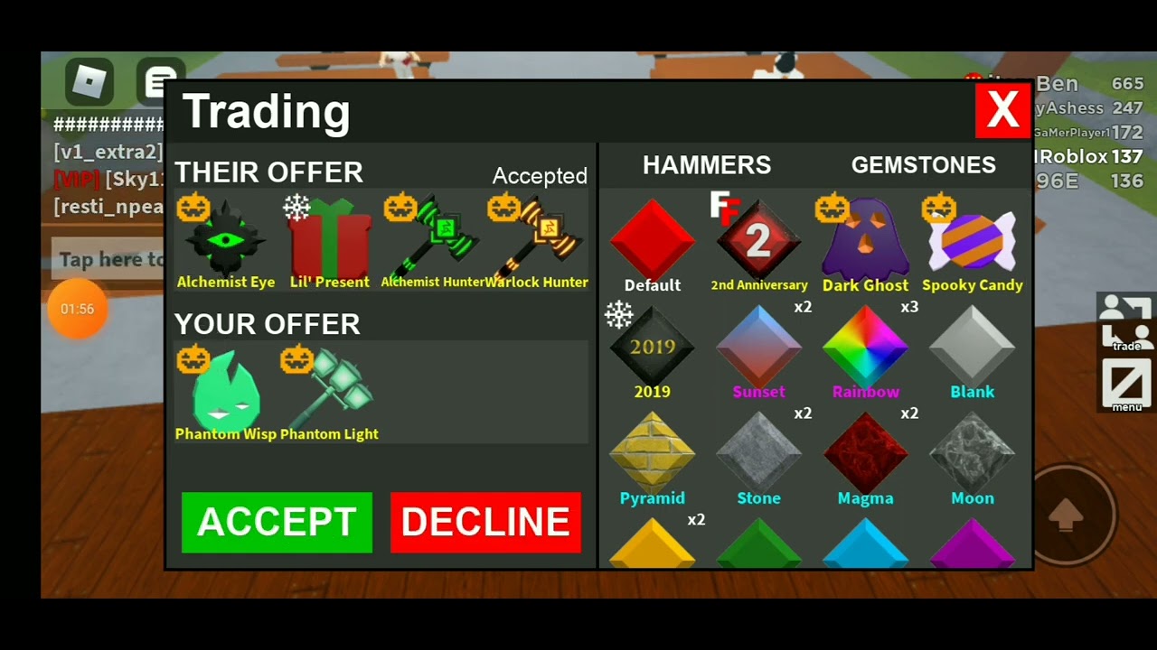 What people trade for Phantom set Roblox Flee the facility trading post