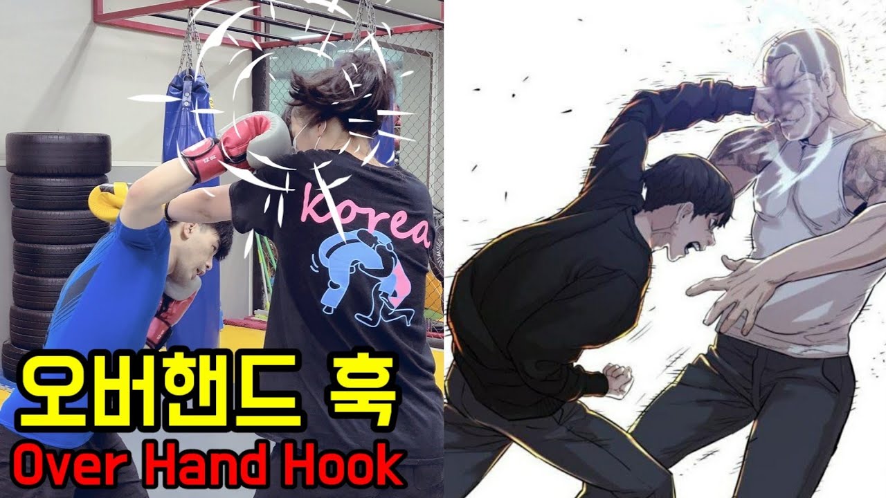 웹툰 싸움독학에 나온 실전싸움 기술 오버핸드 훅(over hand hook)