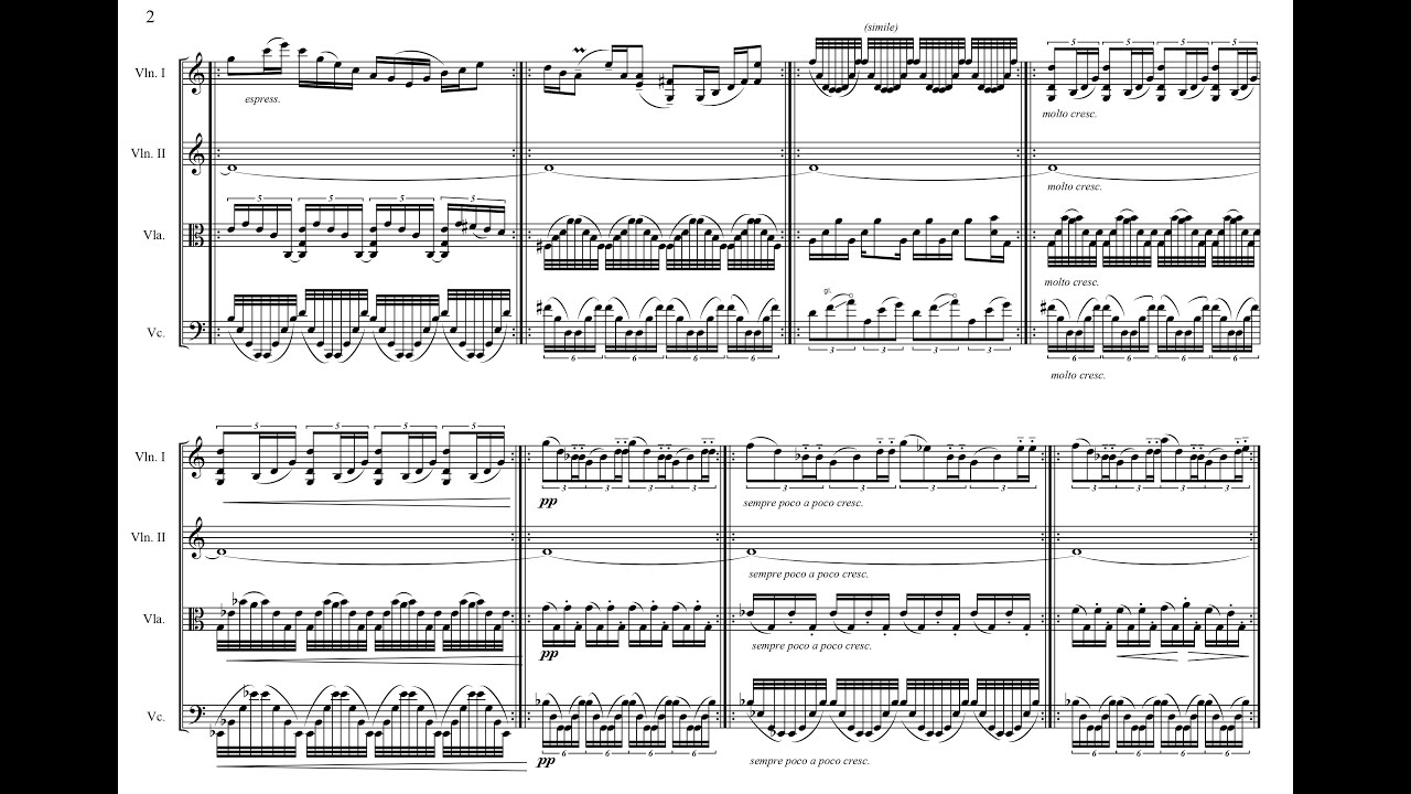 Cosimo Carovani - Four Little Landscapes for String Quartet, Op. 54 (2021) [Score-Video]