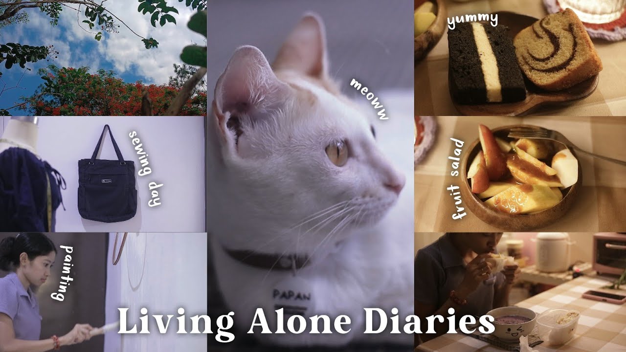 Living alone diaries | Vlog: cozy day slow life at home, sewing, painting my bedroom wall