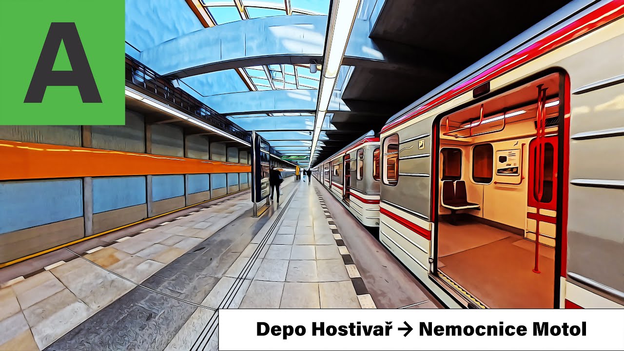 Prague Metro Line A – Depo Hostivař to Nemocnice Motol | Full Journey