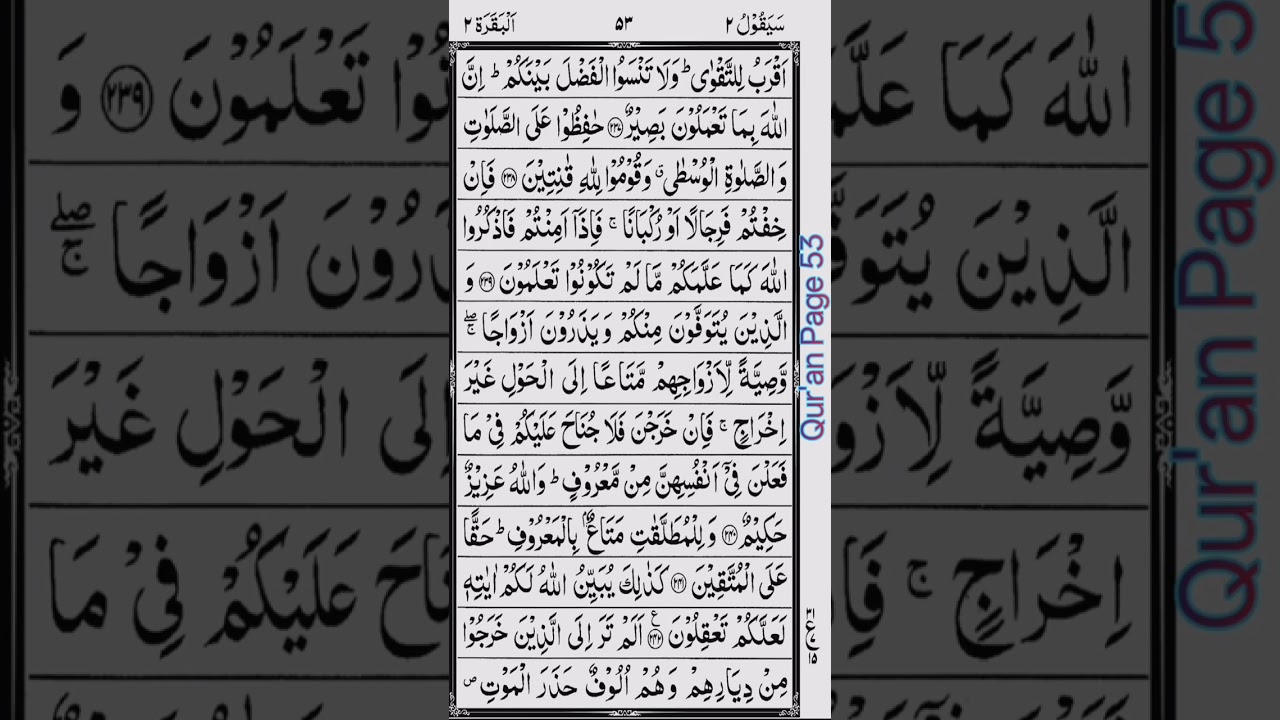 Qur'an Page 53,54 SURAH BAQARA PAGE NUMBER 53,54 PARA 2 QUR'AN #youtubeshorts  #youtubevideo 