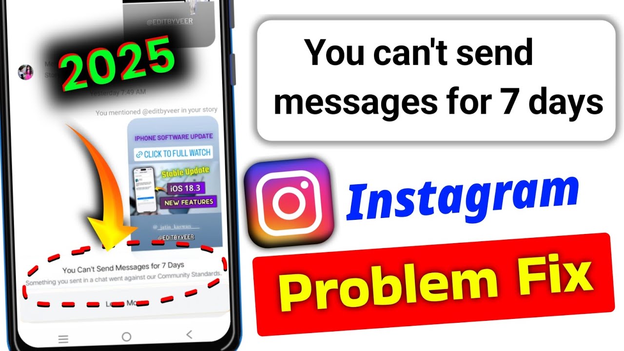 You can't send messages for 7 days problem fix in instagram | instagram 7 days message problem 2025