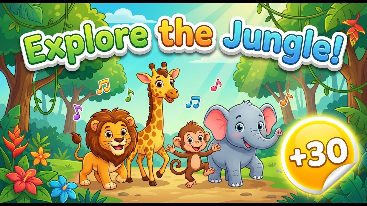 Walking In The Jungle! 🦁 Wild Animal Songs & Sounds | Safari Nursery Rhymes 🦒🎵  Children's songs
