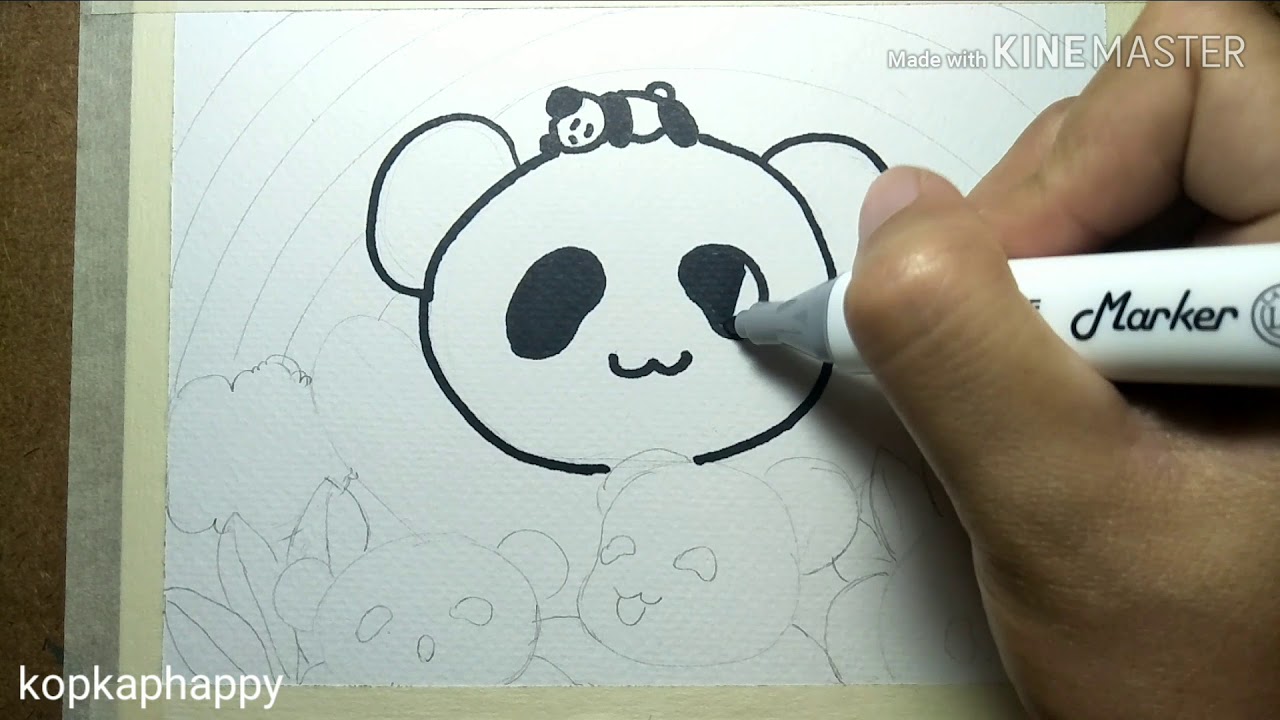 Panda cartoon doodle art