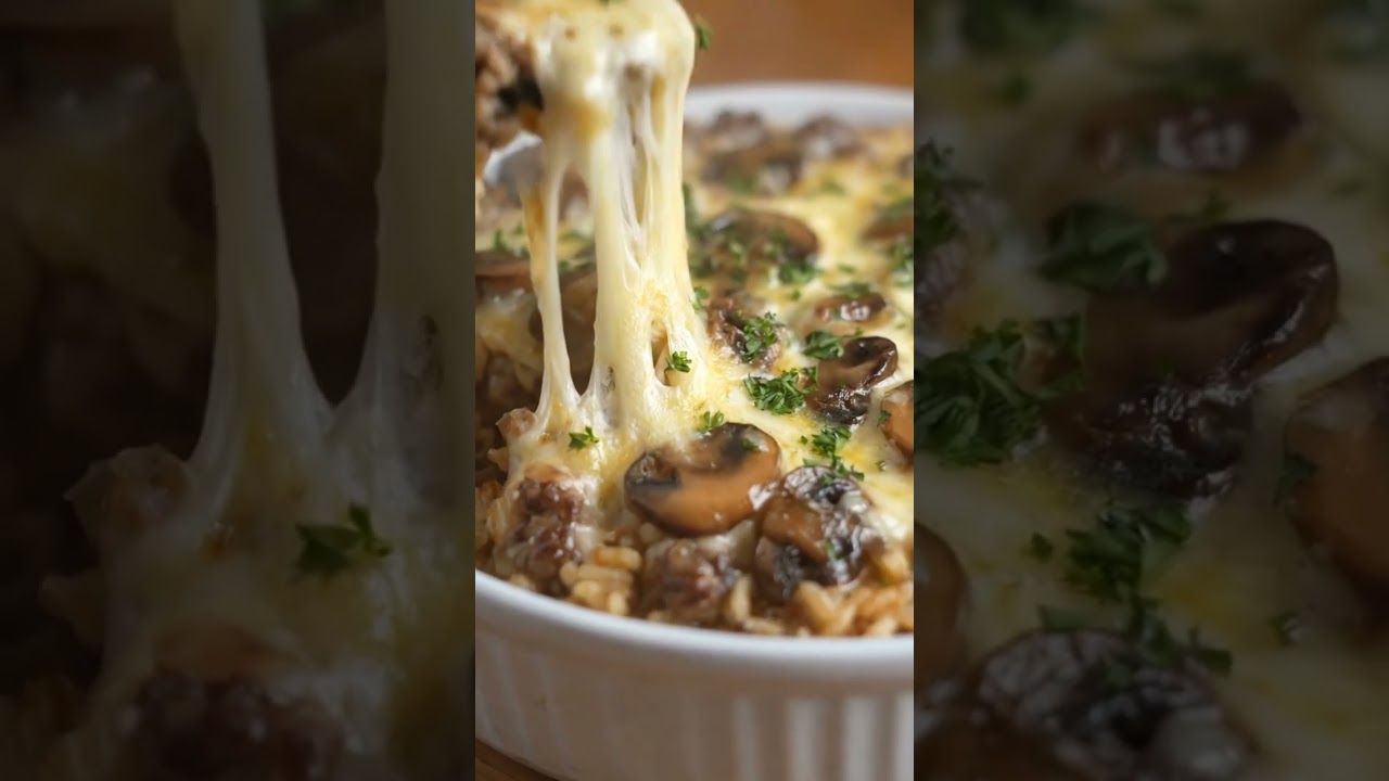 🧀🍄 Cheesy Mushroom Beef Bake