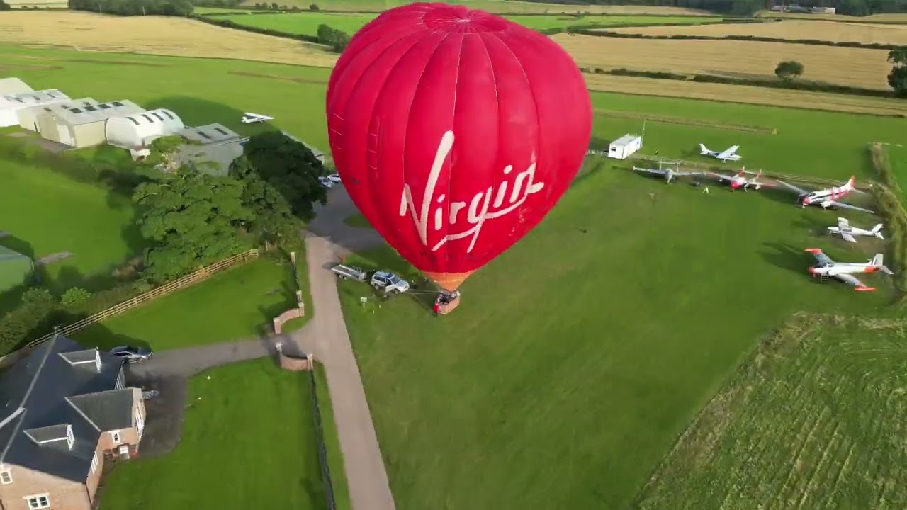 Stunning Virgin Red Hot Air Balloon Flight from Fishburn Airfield - July 2024