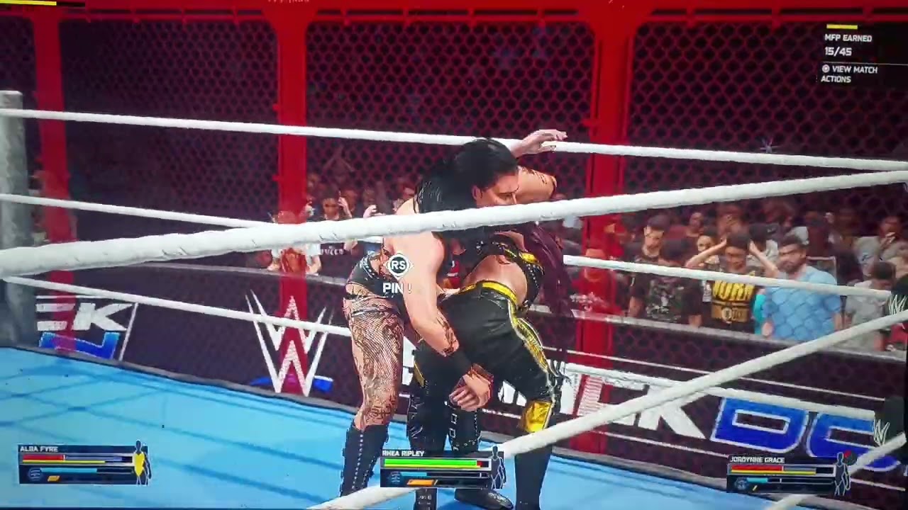 Women's triple threat hell in a cell match WWE 2k25 Monday January 26th 2026
