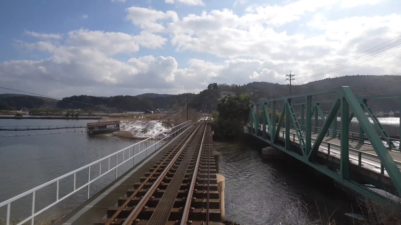 【4K前面展望】冬の能登路！のと鉄道七尾線　穴水→七尾【花咲くいろはラッピング車両】