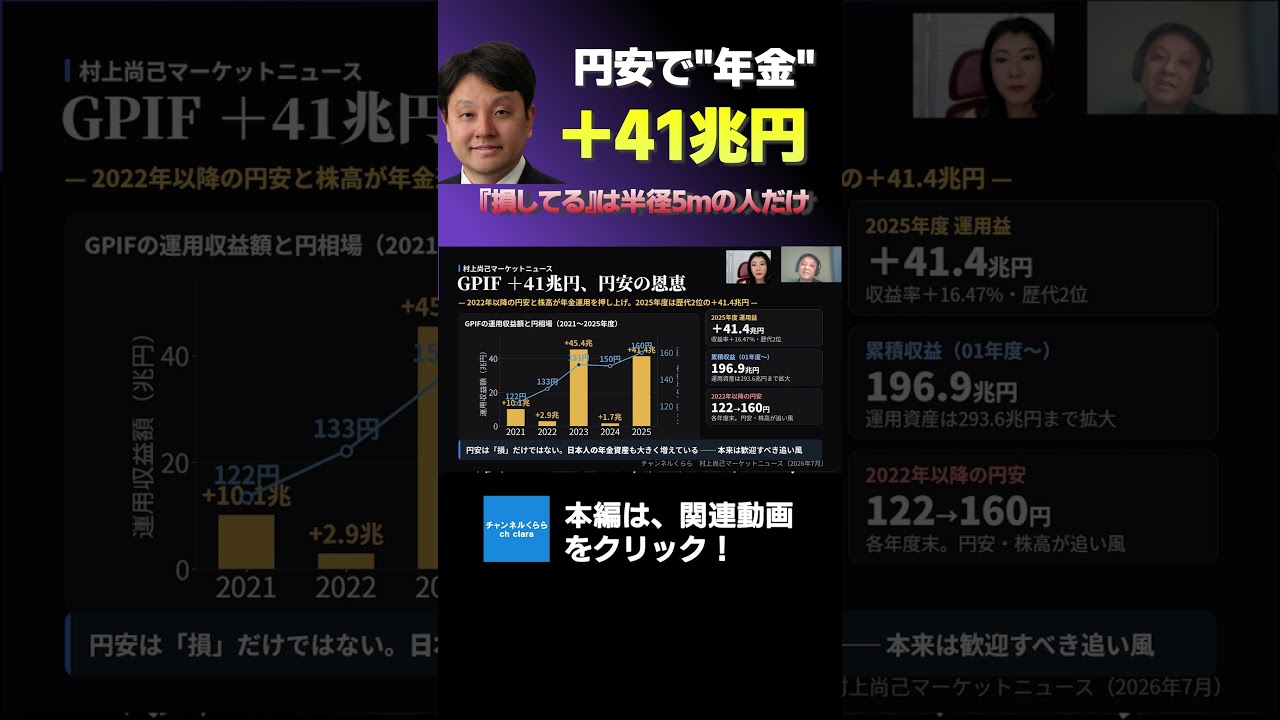 [+&yen;41 Trillion] Pensions Soar to 2nd Highest Level Ever Thanks to Weak Yen / 