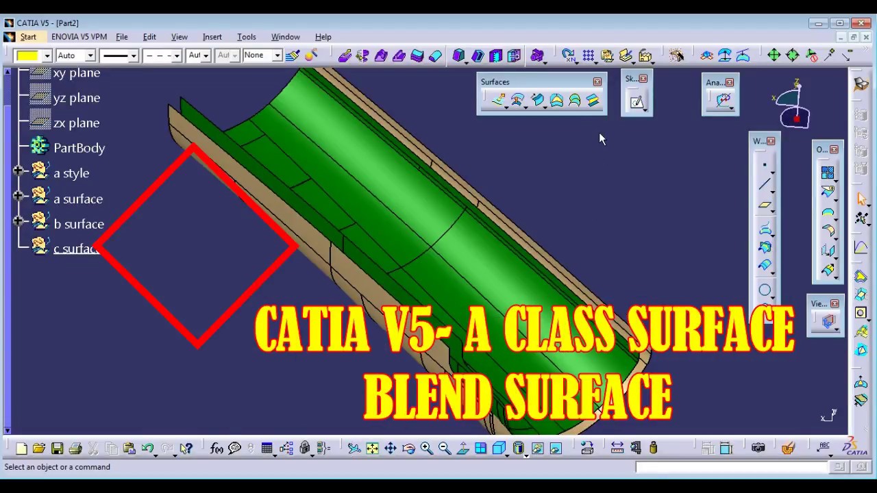 CATIA V5 A CLASS SURFACE-BLEND SURFACE