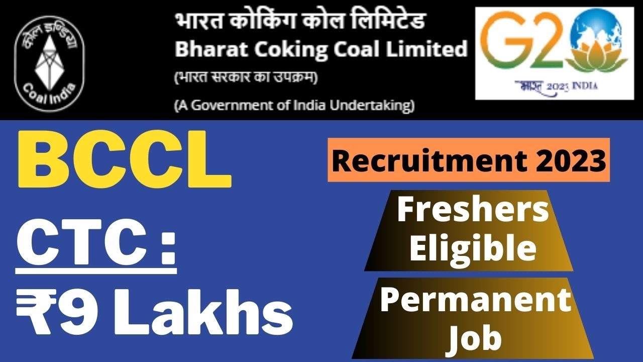 BCCL Recruitment 2023 | CTC ₹9 Lakhs | Freshers | Permanent Job | Latest Jobs 2023