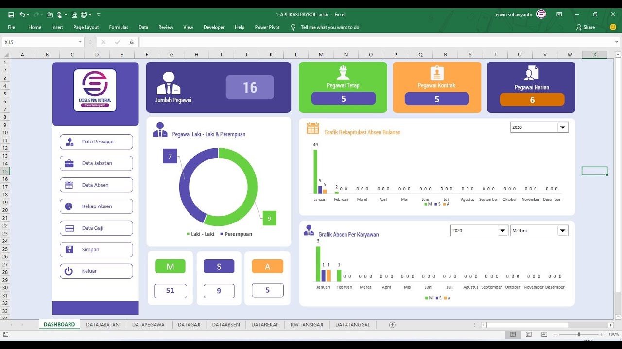 FULL TUTORIAL APLIKASI PAYROLL DAN REKAP ABSEN DENGAN EXCEL VBA