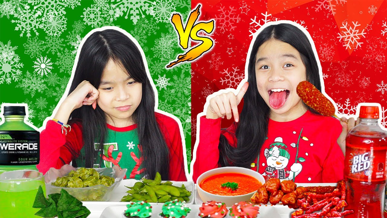 RED FOOD VS GREEN FOOD CHALLENGE