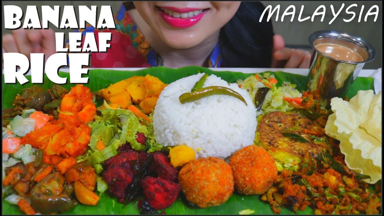 ASMR MALAYSIAN INDIAN BANANA LEAF RICE | THALI |  EATING SOUNDS | NO TALKING