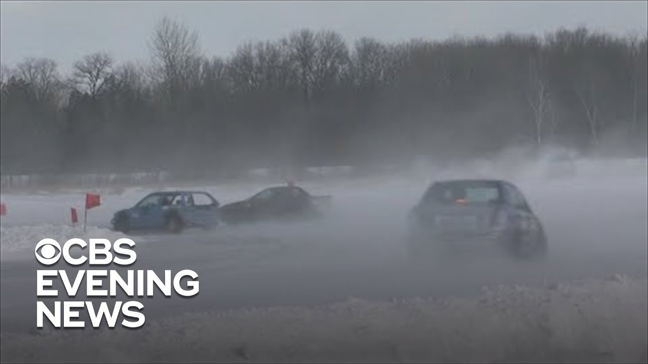 Cars race on Minnesota's frozen lakes