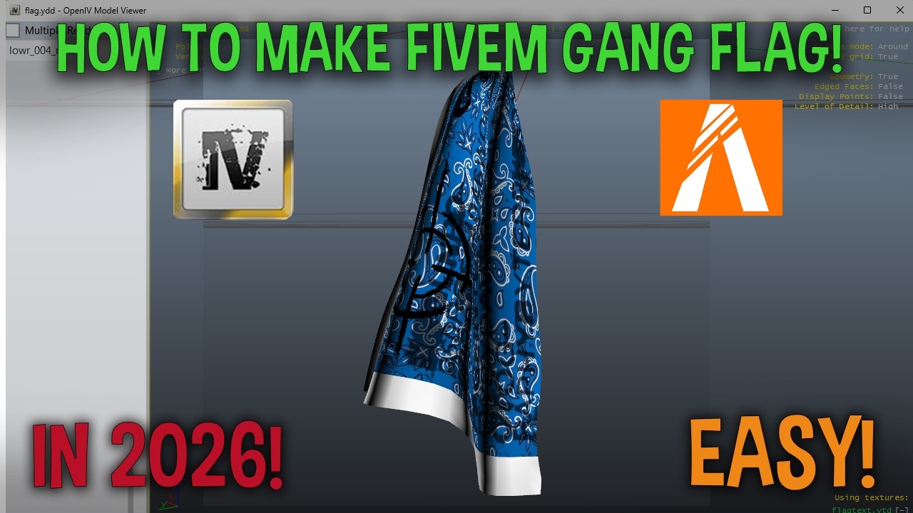 Как сделать синий флаг банды для GTAV FiveM в OpenIV 2026! С возможностью скачивания.