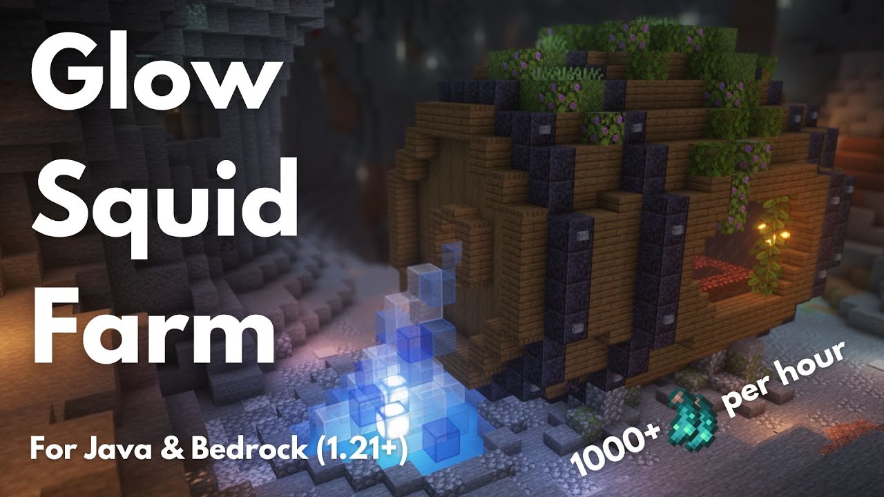 GLOW SQUID FARM | Minecraft tutorial | Java & Bedrock [1.21+]