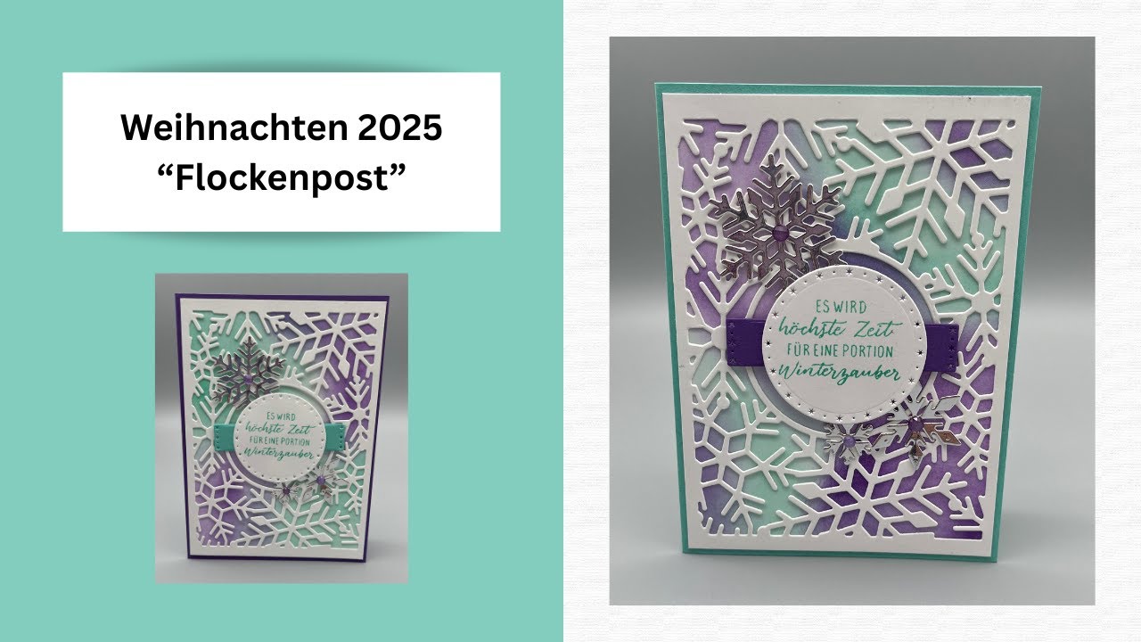 Weihnachten 2025 "Flockenpost" Grüße in Jade und Amethyst mit den Produkten von Stampin`UP!