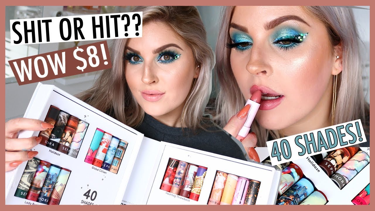 TRYING ON 40 $8 LIPSTICKS! 💄 Sephora Lip Stories Lip Swatches