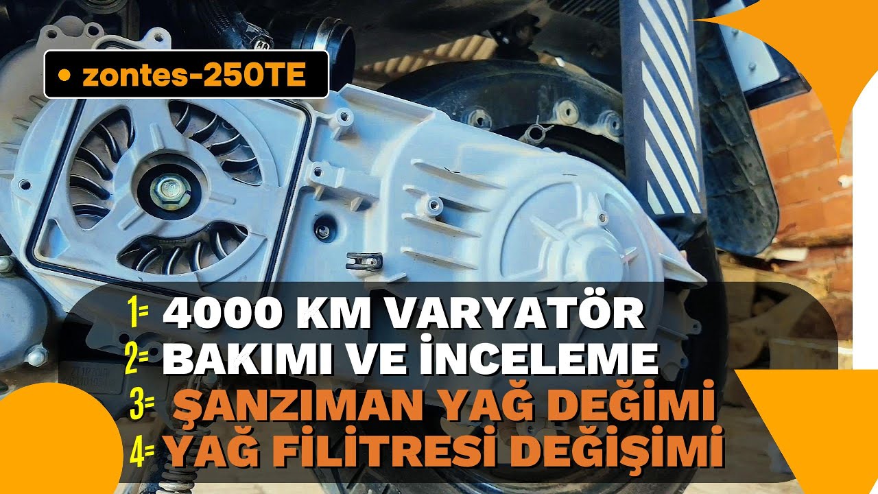 ''ZONTES 250TE'' Varyatör Bakımı / Şanzıman yağ değişim / yağ flitresi değişim Ayrıntıları ...