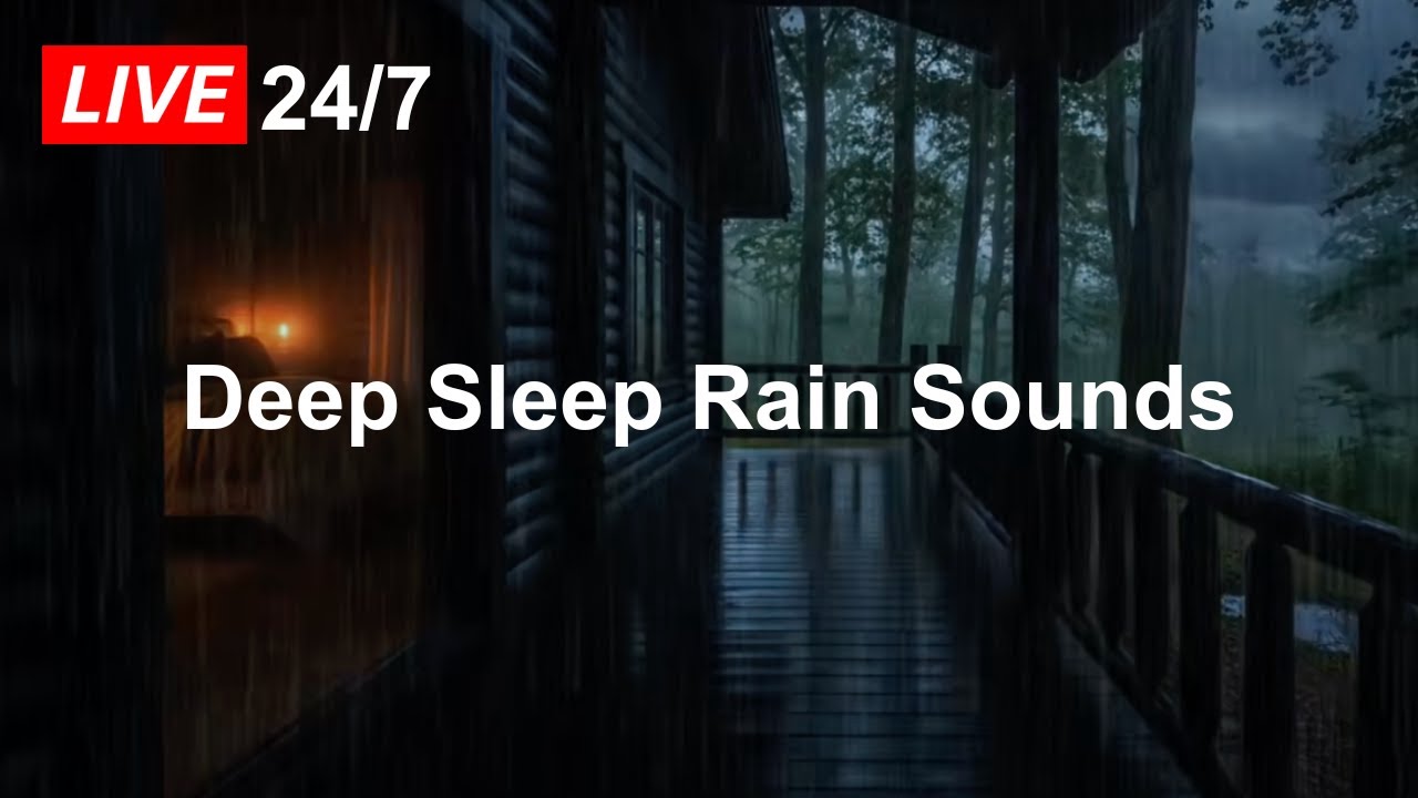 Heavy Rain Sounds in a Cozy Cabin 🌧🌲 | Fall Asleep Fast with Night Rain Ambience