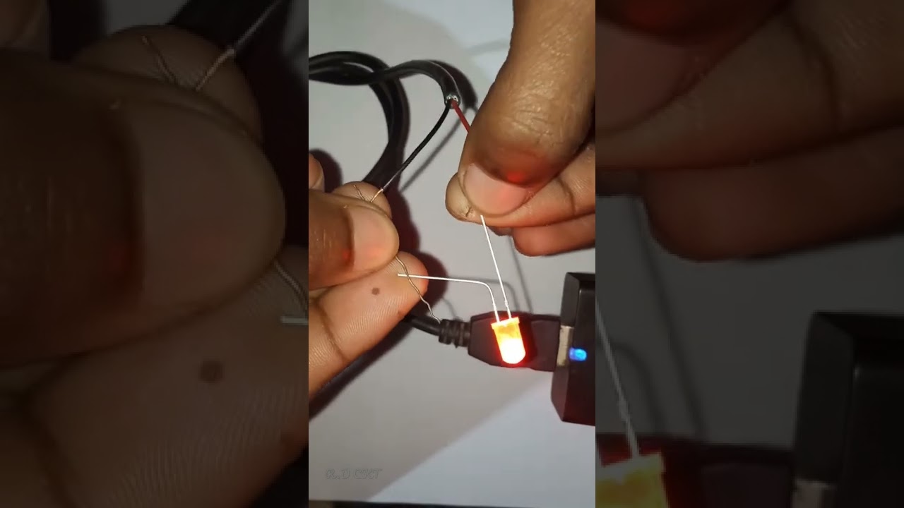 Connect 3v led in 5v mobile charger with actual resistor #shorts