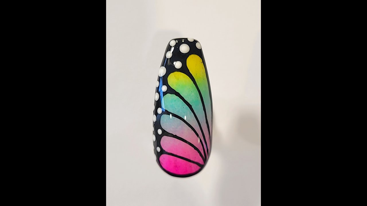 Ombre butterfly gel nail design easy DIY tutorial