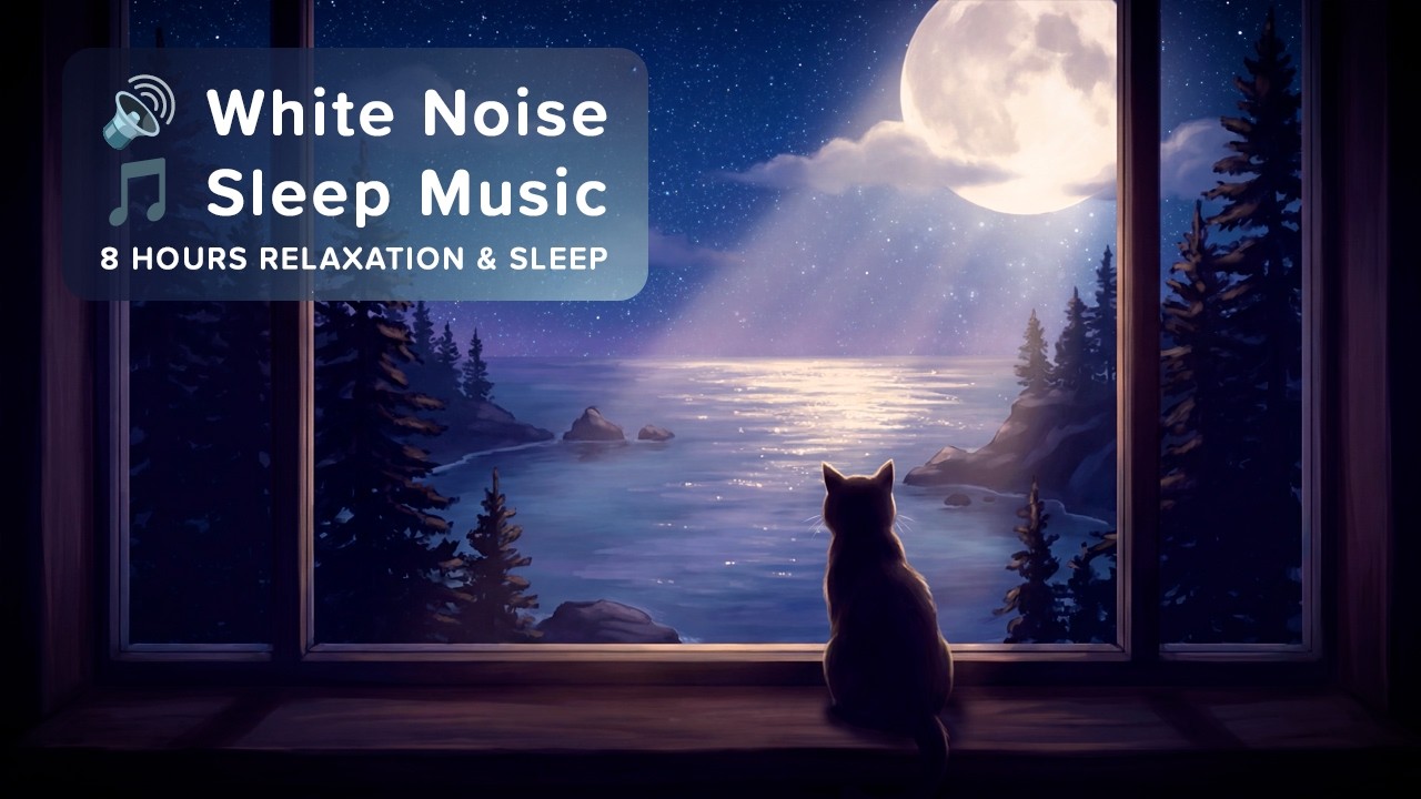 🎵 8 Hours Deep Sleep - Moonlit Coastal Window | Ultra-Gentle Felt Piano, Purring & Ocean