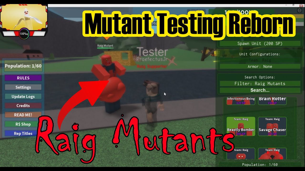 Roblox Mutant Testing Reborn: Raig Mutants DLC!