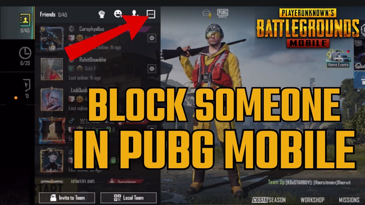 Как заблокировать кого-то в Pubg Mobile 2024?