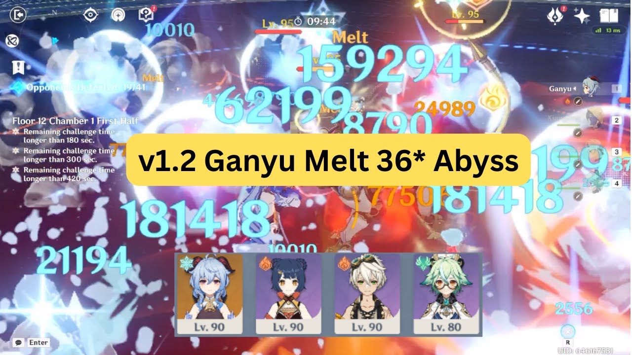 AOE IS BACK! C1 Ganyu Melt Abyss 36* ALL Chambers (6.2/Luna3 Abyss)