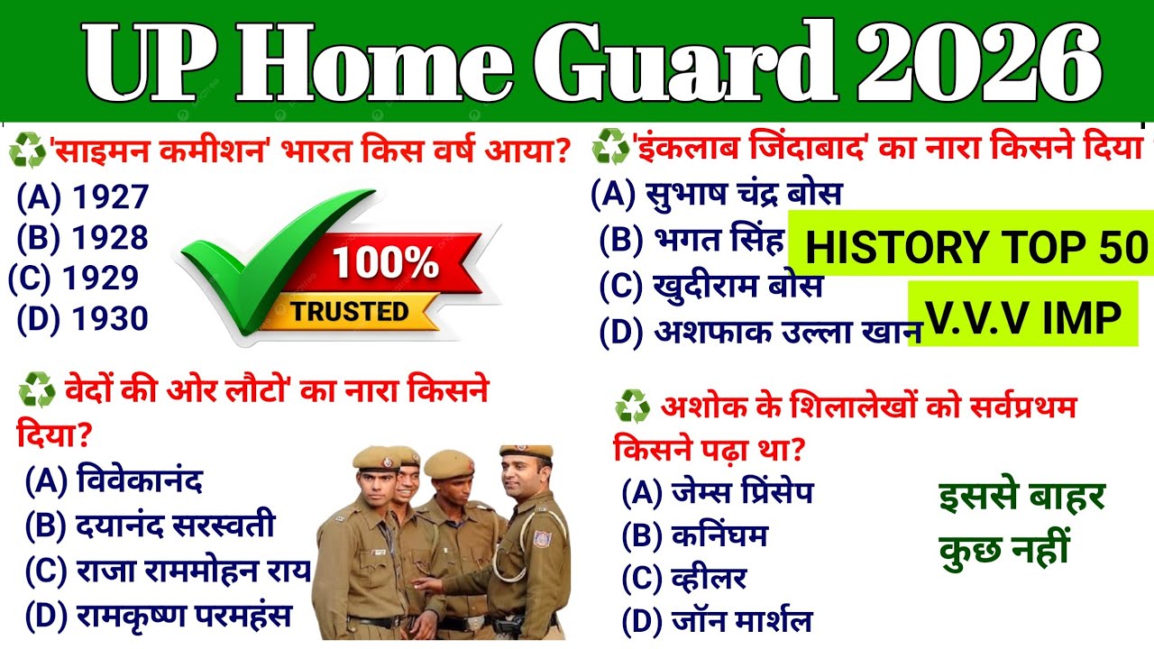 UP Home Guard GK Top 100 Questions 🔥 UP Home Guard UP GK Questions,up home guard gk gs class 2025
