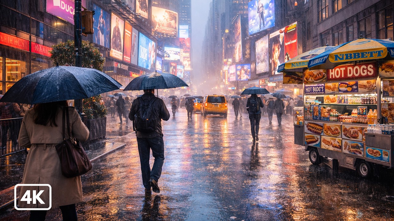 NYC Afternoon Walk | Rockefeller Center to Port Authority (Caught in a Downpour)