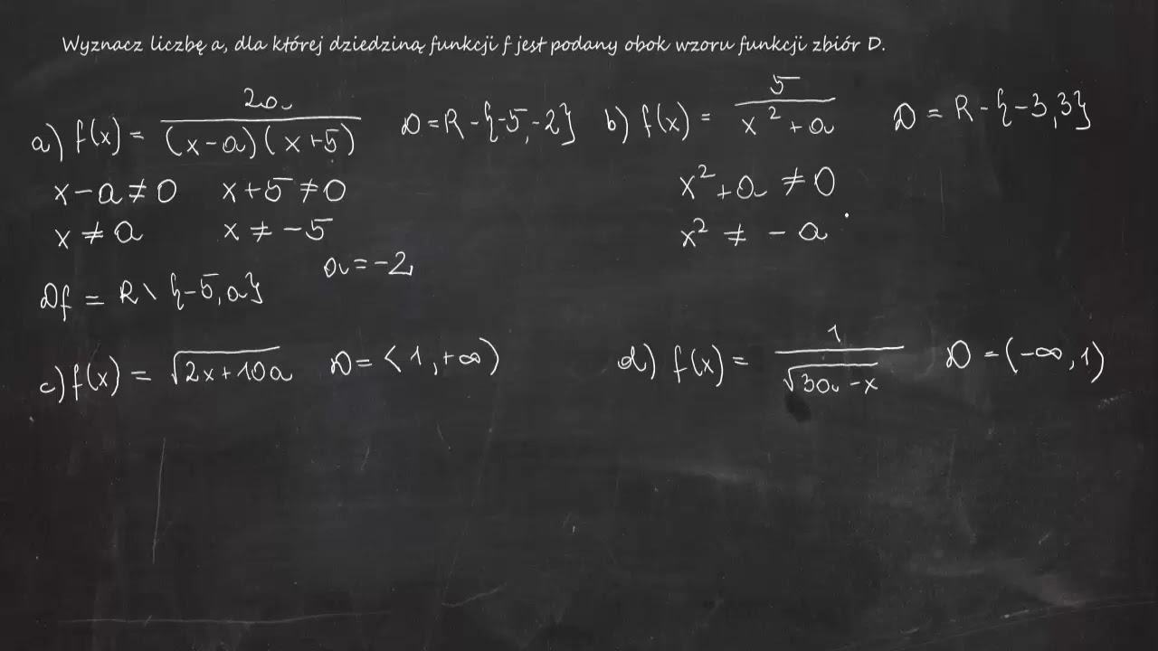 3.54 Wyznacz liczbę a, dla której dziedziną funkcji f jest podany obok wzoru funkcji zbiór D.