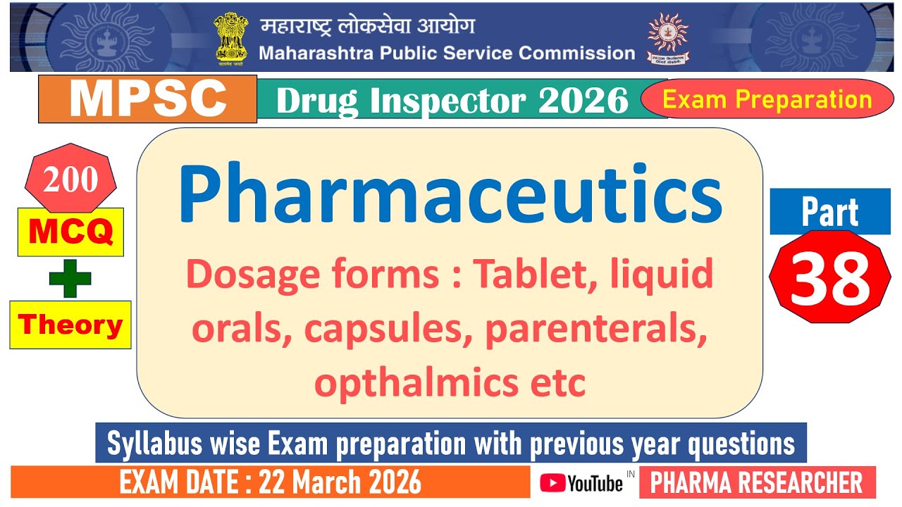 Dosage forms MCQs II MPSC DI 2025 Exam Preparation