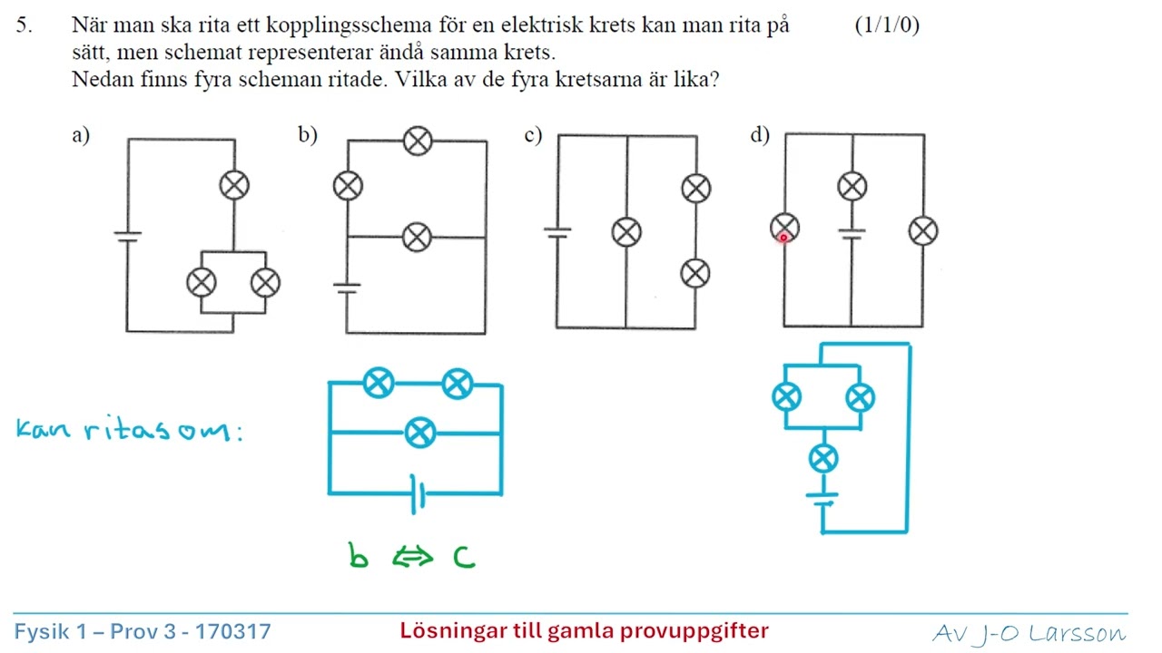 Fysik 1 - Prov 3 - Lösning till uppgift 1-10 - Övningsprov 170317 Fy 1