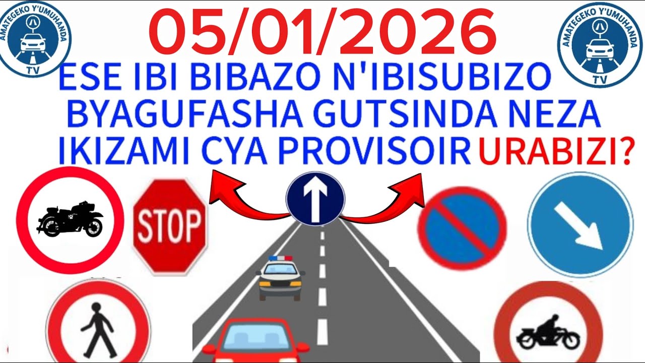 Amategeko y'umuhanda 🚨 🚔 🚨 ⚠️ Ibibazo n'ibisubizo by'ikizami cy'uruhushya rw'agateganyo