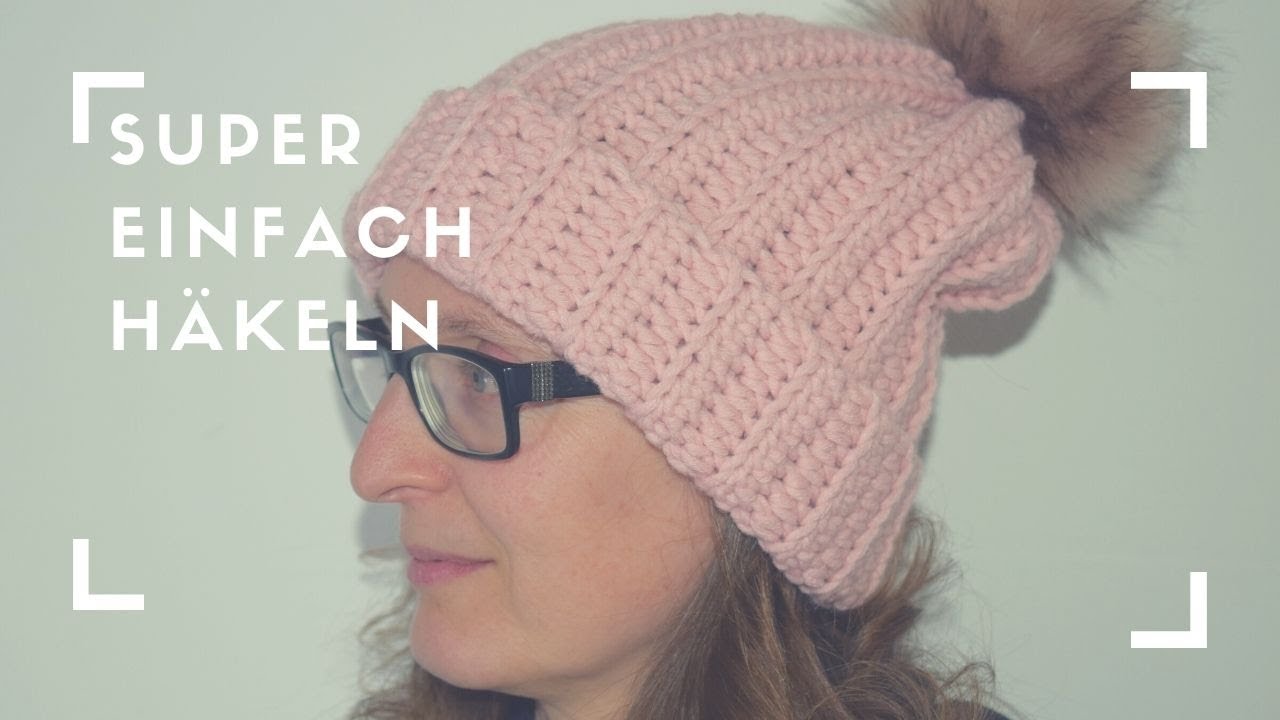 Super einfache Mütze häkeln, in Reihen