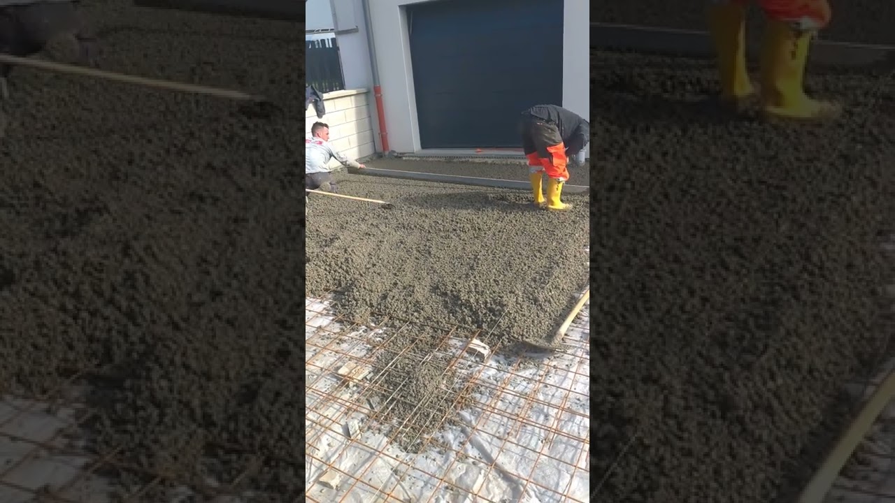 beton devant garage avant les pav&eacute;s