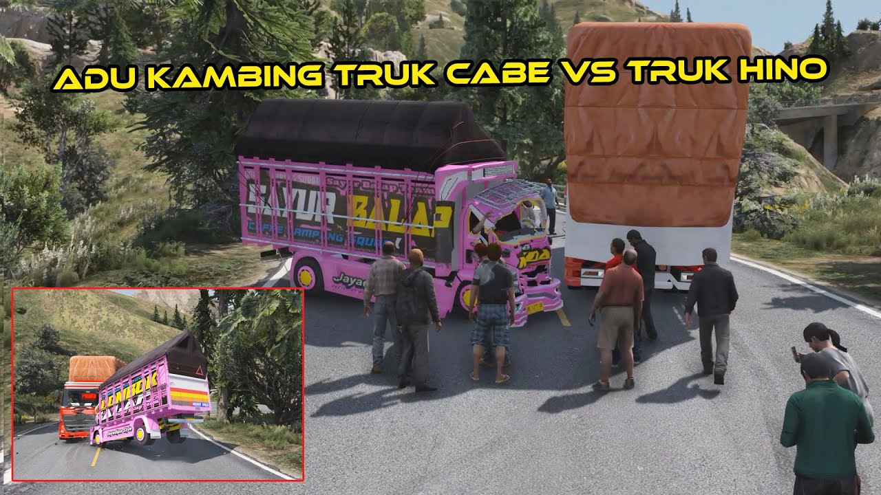 TABRAKAN TRUK HINO VS TRUK CABE,, ADU KAMBING