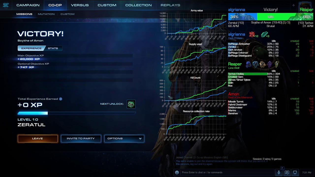 Starcraft 2 coop leveling Zeratul P1 level 8 on EU