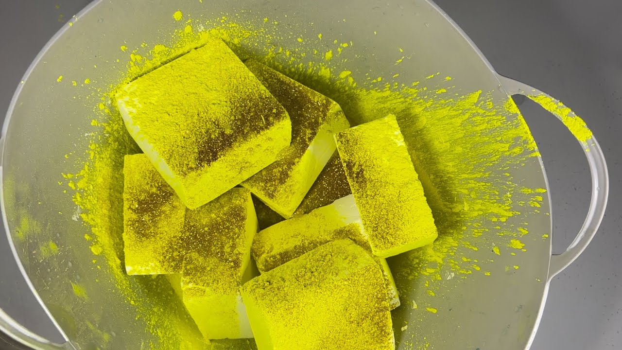 Bucket of Buttery Gym Chalk with Neon Powder and Gold | Oddly satisfying | thank you for 6 K🎉💃🏿