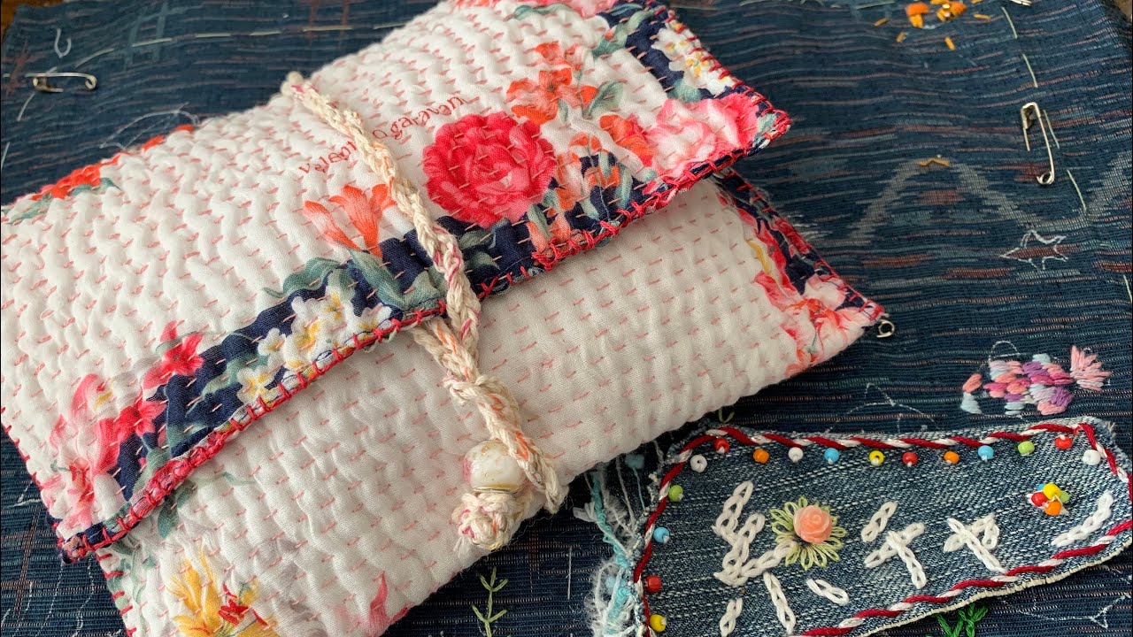 【 sewing 】 近況報告 / ハンカチ一枚で作るポーチ/ スローステッチ / 刺繍 / パッチワーク