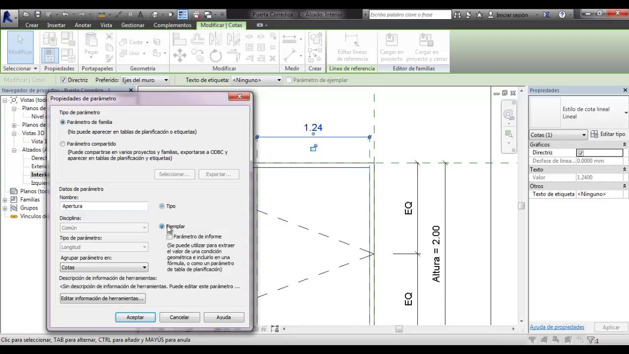 REVIT - Puerta Corrediza - Paramétrica