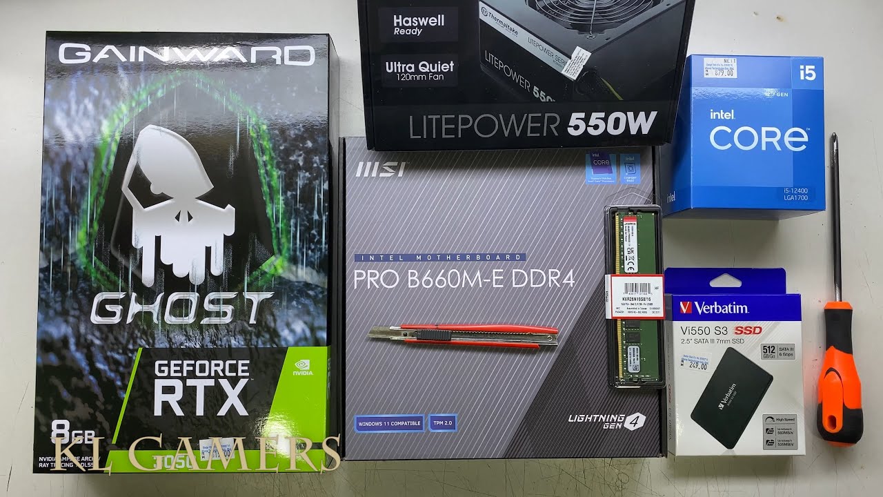 intel Core i5 12400 msi PRO B660M-E DDR4 GAINWARD RTX3050 Thermaltake Versa H15 Gaming PC Build