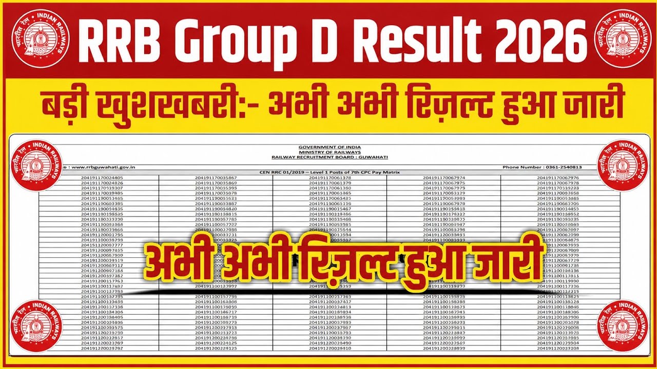 RRB Group D Result 2026 OUT🔴 RRB Group D Result 2026 Kaise Check Kare🔴 RRB Group D Result 2026 dekhe
