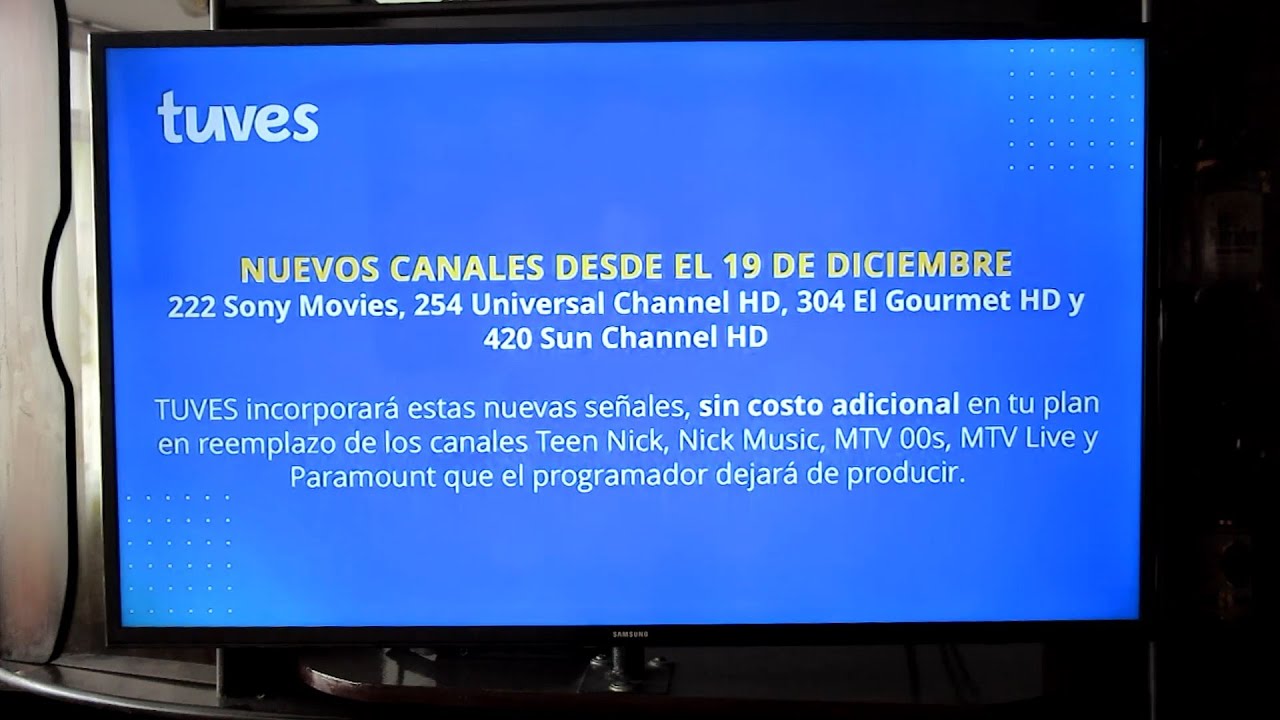 Amazonas 61W. Lista de canales previos al cambio de programación TUVES del 19 diciembre 2025.