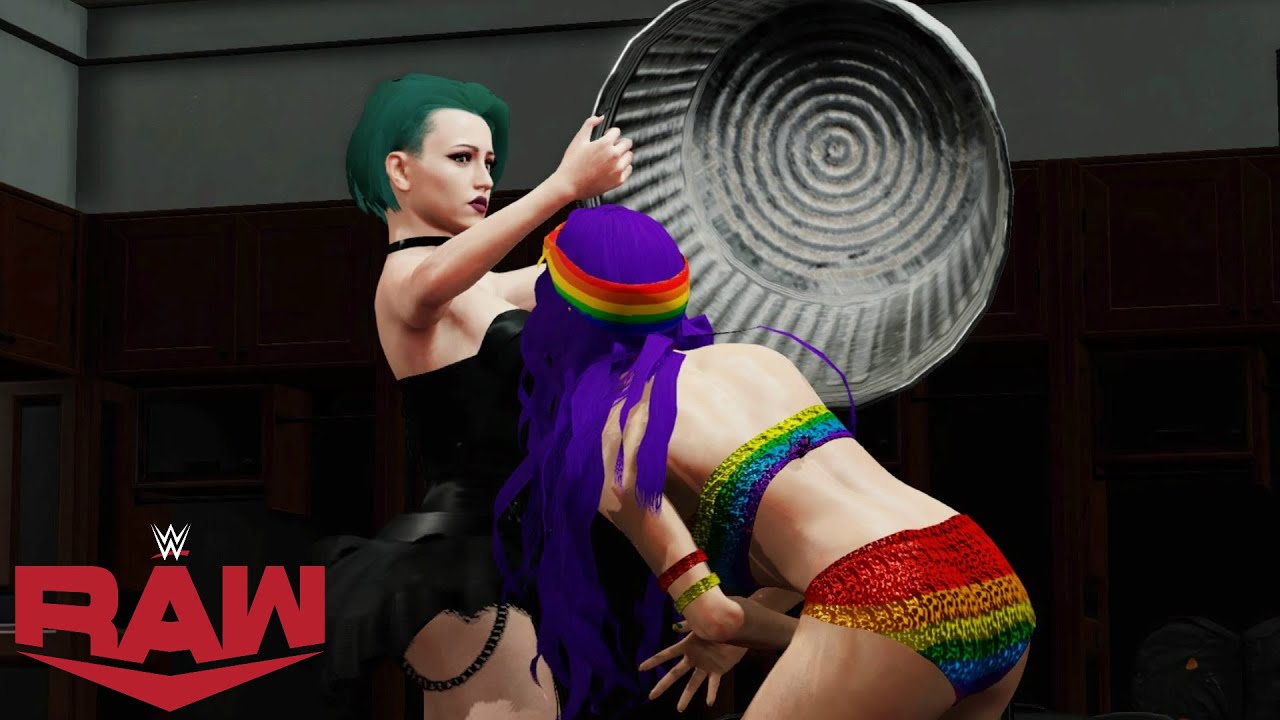 WWE 2K20 RAW LYA ATTACKS GIGI WITH MULTIPLE WEAPONS IN BACKSTAGE