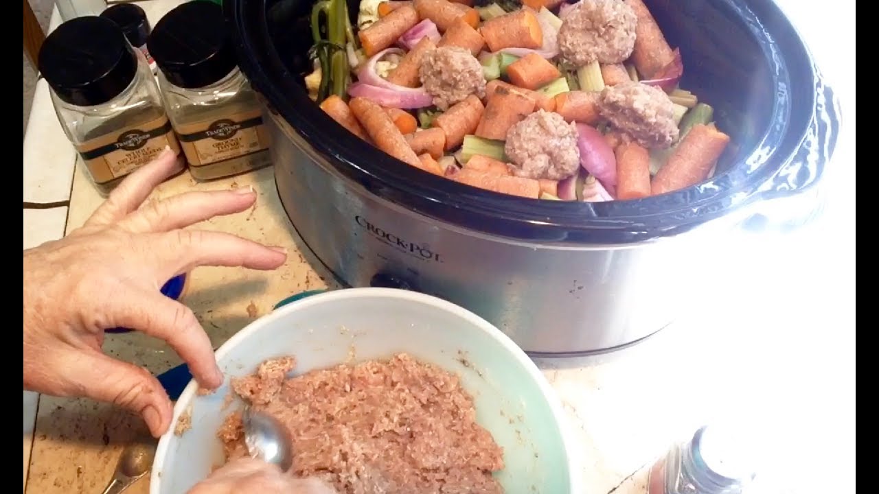 Recipe Reveal Crockpot Turkey Meatball Veggy Soup, ASMR Soft Spoken